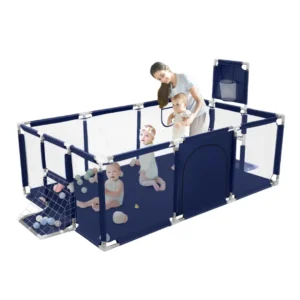 Baby Safety Playpen with Basketball Hoop & Ball Pool